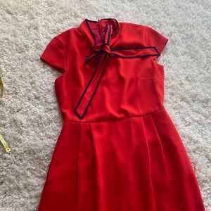J. Crew Red Dress with Navy Trim EUC size 4